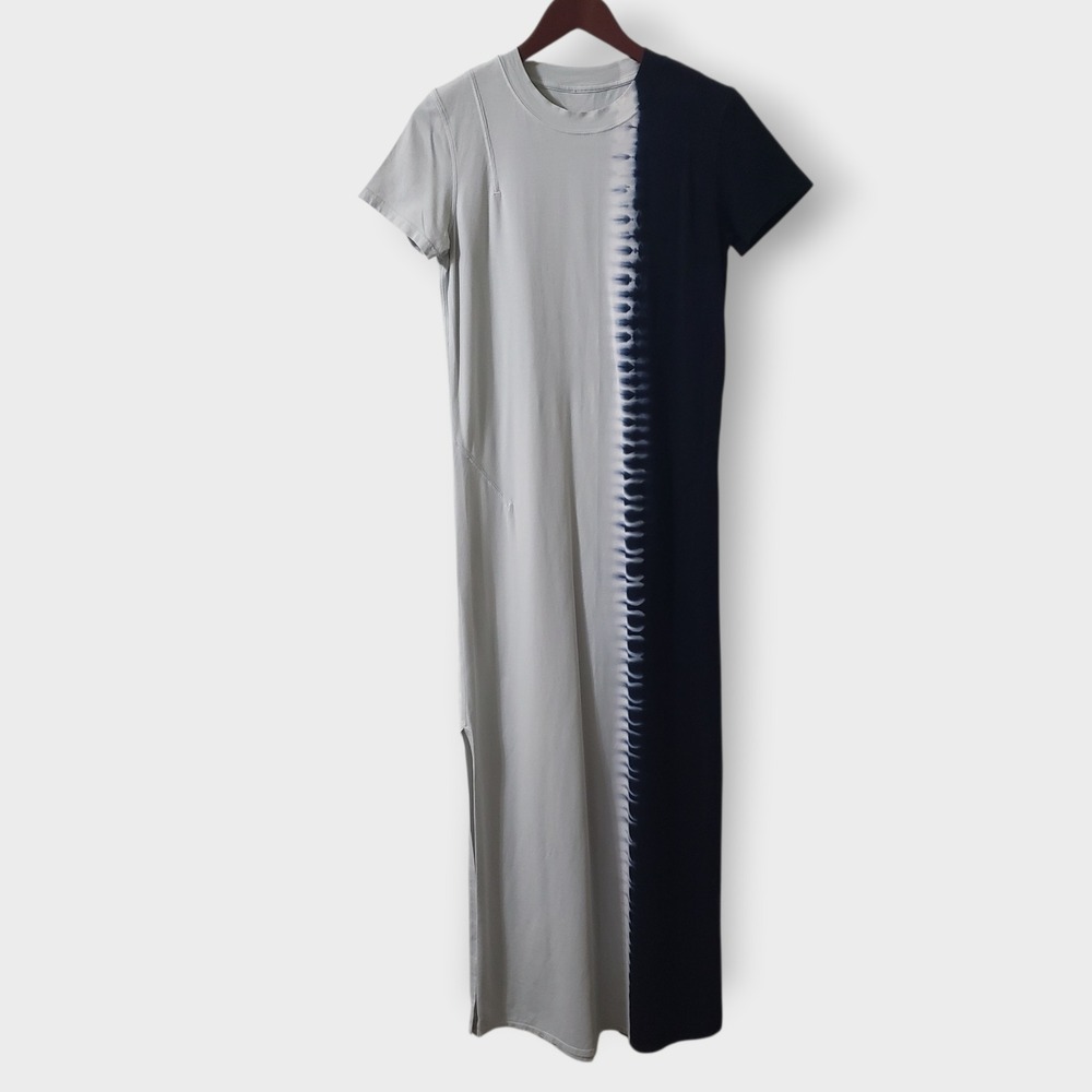 Lululemon LA Relaxed SS Maxi Dress Tie Dye Navy Gray Side Split Small Sz 0-2